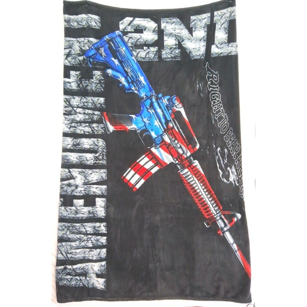 Plush 2nd Amendment Fleece Throw Gift Blanket Right to Bear Arms Guns USA US